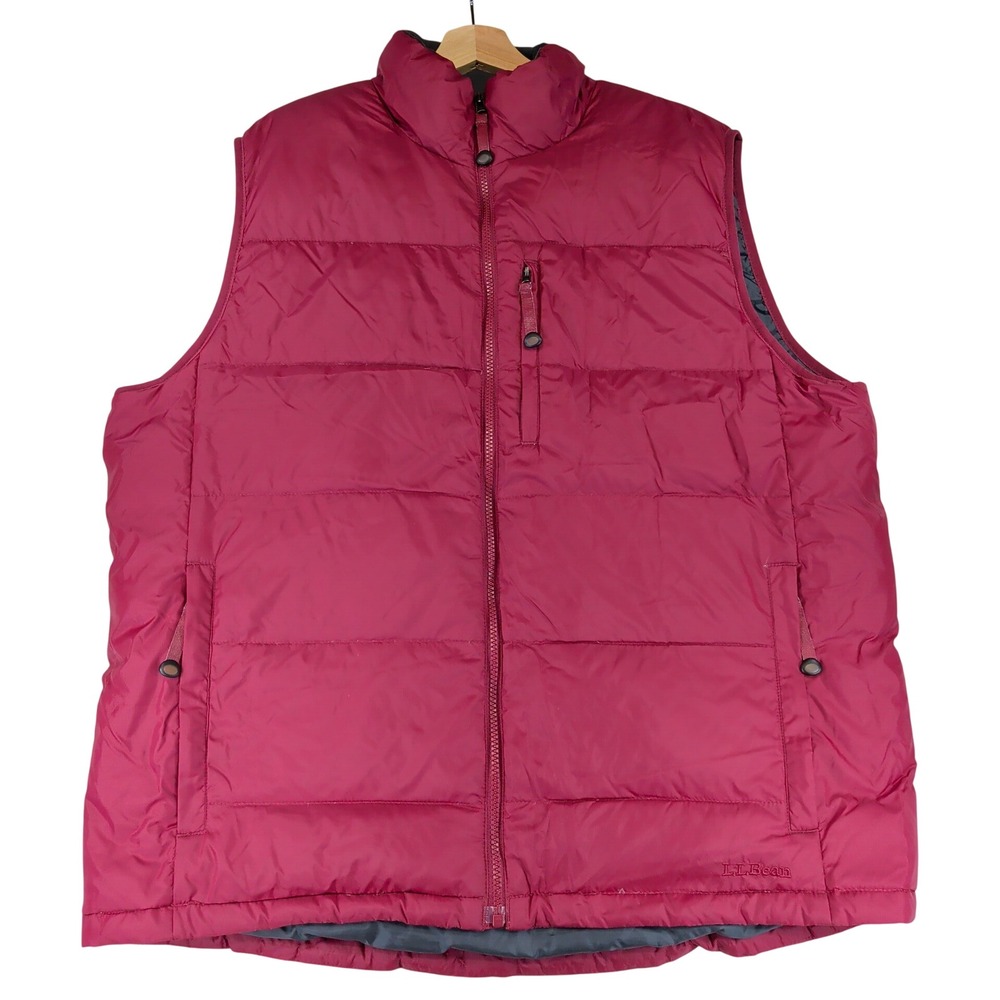 LL Bean Mountain Classic Goose Down Puffer Vest Mens XL Tall Burgundy OFKG1